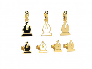 bishop pendant and earrings chess set 3D Model