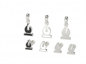 bishop pendant and earrings chess set 3D Модель