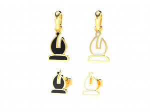 bishop pendant and earrings chess set 3D Модель