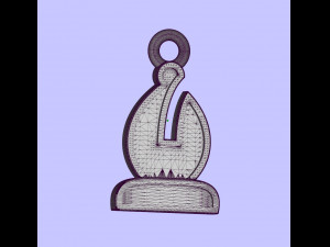 bishop pendant and earrings chess set 3D Модель