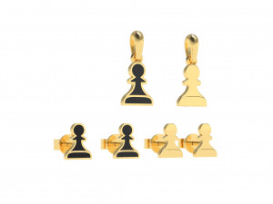 pawn pendant and earrings chess set 3D Model