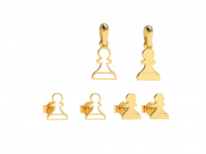pawn pendant and earrings chess set Modèle 3D