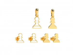 典当吊坠和耳环国际象棋套装 3D 模型