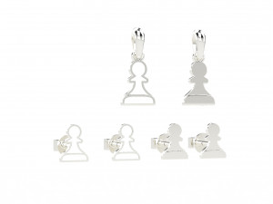 pawn pendant and earrings chess set Modèle 3D