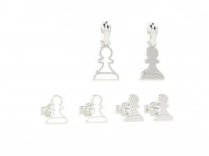 典当吊坠和耳环国际象棋套装 3D 模型