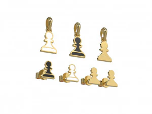 典当吊坠和耳环国际象棋套装 3D 模型
