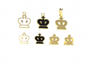 king pendants and earrings chess set 3D Model