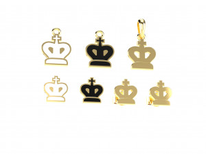 king pendants and earrings chess set 3D Модель
