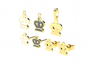 king pendants and earrings chess set Modèle 3D