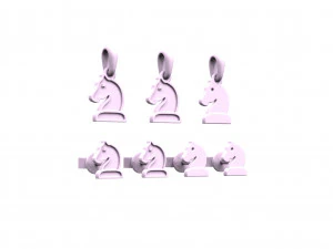 knight pendant and earrings chess set 3D Model