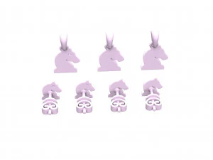 knight pendant and earrings chess set 3D Model