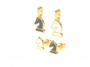 knight pendant and earrings chess set 3D Model