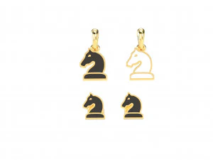 knight pendant and earrings chess set 3D Model
