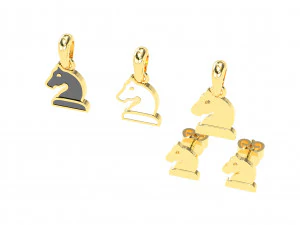 knight pendant and earrings chess set 3D Model