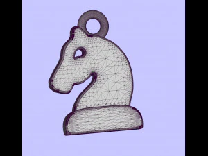 knight pendant and earrings chess set 3D Model