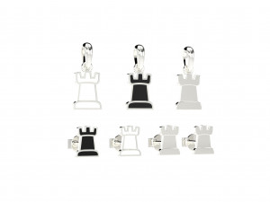 rook pendant and earrings chess set 3D Model
