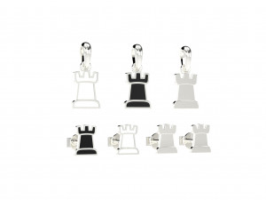 rook pendant and earrings chess set 3D Модель