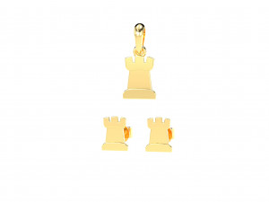 rook pendant and earrings chess set Model 3D