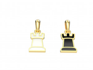 rook pendant and earrings chess set Model 3D