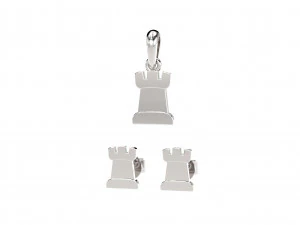 白嘴鸦吊坠和耳环国际象棋套装 3D 模型