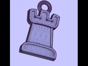 rook pendant and earrings chess set Model 3D