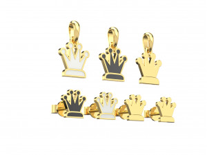 queen pendant and earrings chess set 3D Модель