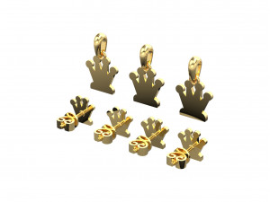 queen pendant and earrings chess set Modelo 3D