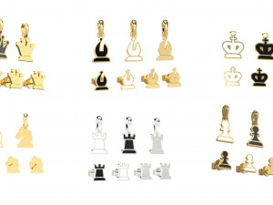 chess pendants and earrings set 3d print models 3D Модель
