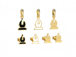 chess pendants and earrings set 3d print models 3D Model