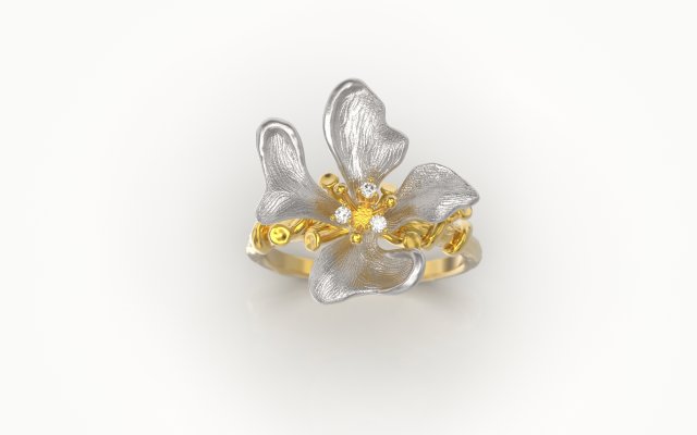 Flower ring 3D print model Modello di stampa 3D .c4d .max .obj .3ds .fbx .stl .blend 