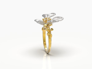 Flower ring 3D print model Modello di stampa 3D
