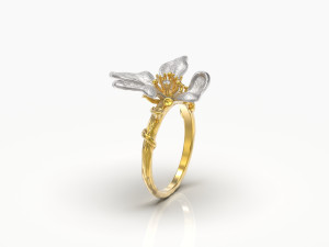 Flower ring 3D print model Modello di stampa 3D