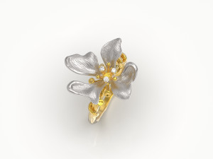 Flower ring 3D print model Modello di stampa 3D