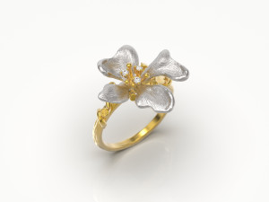 Flower ring 3D print model Modello di stampa 3D