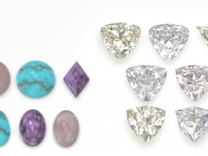 Different gems cut set 77 items 3D Model