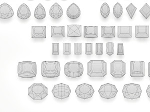 Different gems cut set 77 items 3D Model
