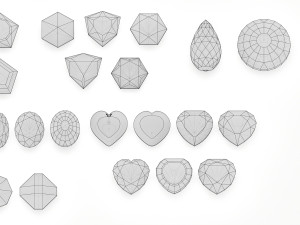 Different gems cut set 77 items 3D Model