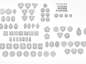 Different gems cut set 77 items 3D Model