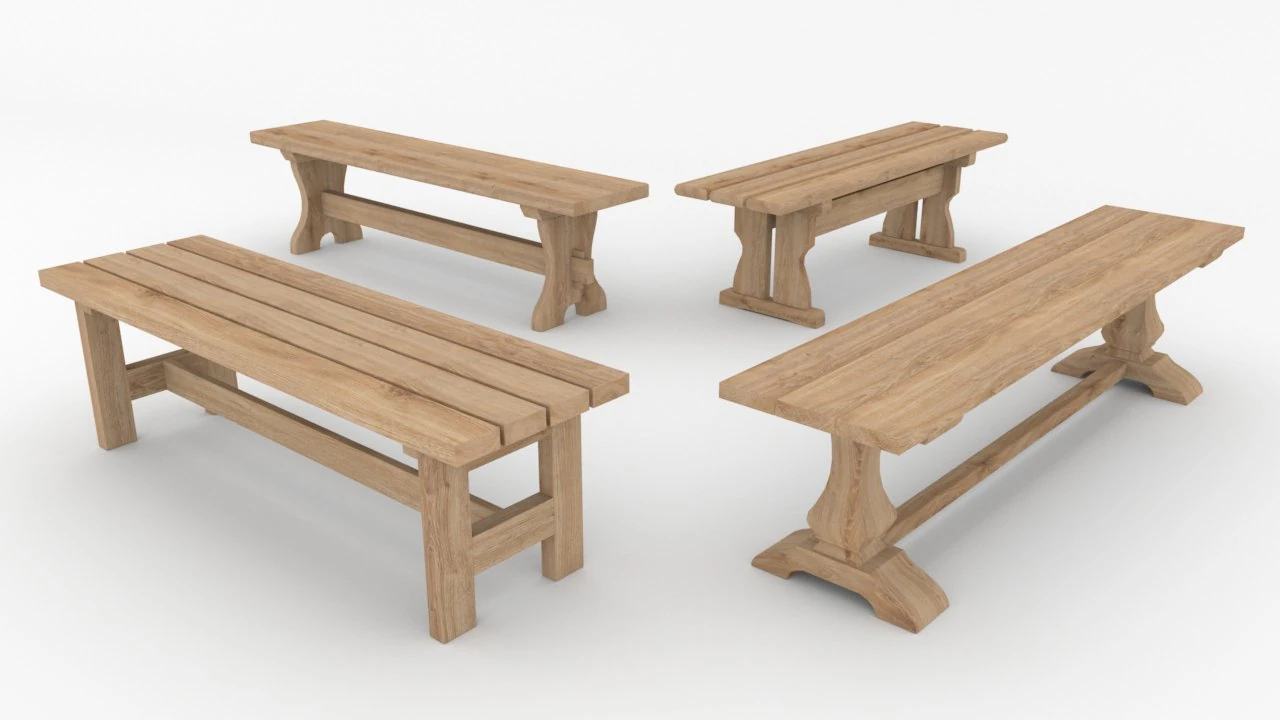 Bench wooden 3D Model .c4d .max .obj .3ds .fbx .stl .blend
