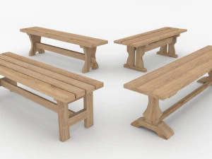 长凳木 3D 模型