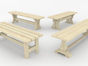 Bench wooden 3D-Modell
