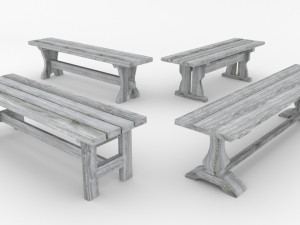 Bench wooden 3D-Modell