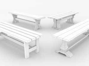 Bench wooden 3D-Modell