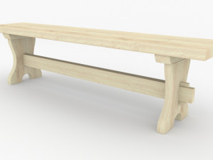 Bench wooden 3D-Modell