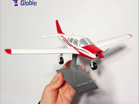 Piper PA-28 Archer 2 Airplane - Includes base support Modello di stampa 3D