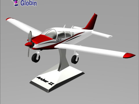 Piper PA-28 Archer 2 Airplane - Includes base support 3D Print Model