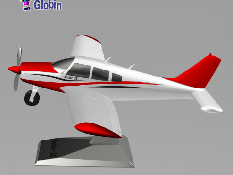 Piper PA-28 Archer 2 Airplane - Includes base support Modello di stampa 3D