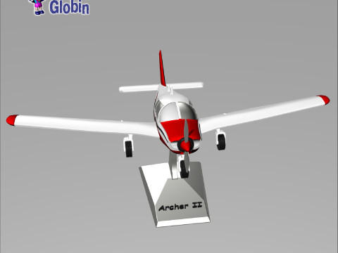 Piper PA-28 Archer 2 Airplane - Includes base support Modello di stampa 3D