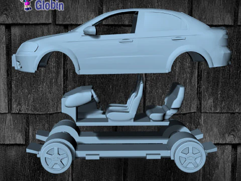 Chevrolet Aveo Emotion Limousine &ndash; inklusive Wandhalterung 3D Druckmodell