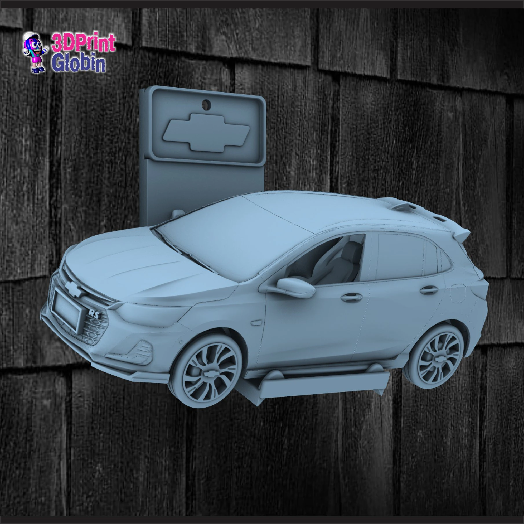 Chevrolet Onix RS Turbo - Incluye Soporte de pared 3D Print Model .c4d .max .obj .3ds .fbx .stl .blend 